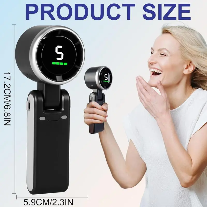 Portable Handheld Turbo Fan, 5 Gear Wind,4000mAh Battery Operated, Up to 10 Working Hours, 3 IN 1 Hand Fan Rechargeable with Air Turbo Tech Cooling Fan for Outdoor Activities, Trave